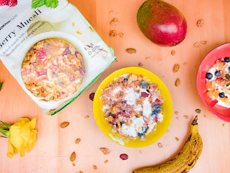 C"High-Protein Fiber-Rich Natural Muesli in a Bowl"