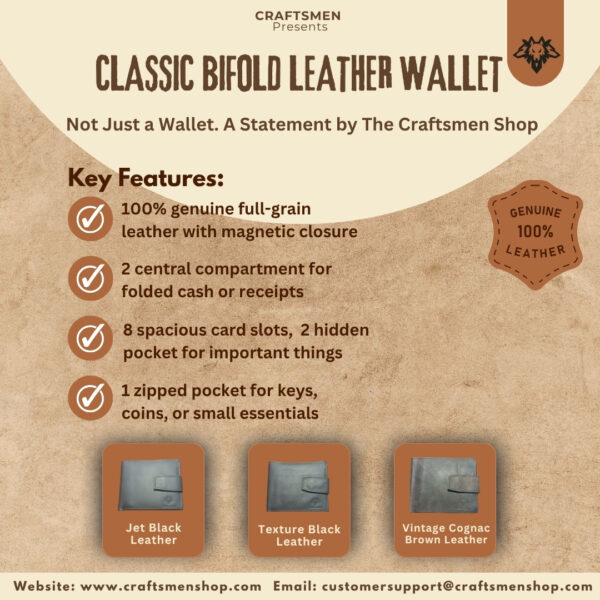 Classic Bifold Leather Wallet - Image 2